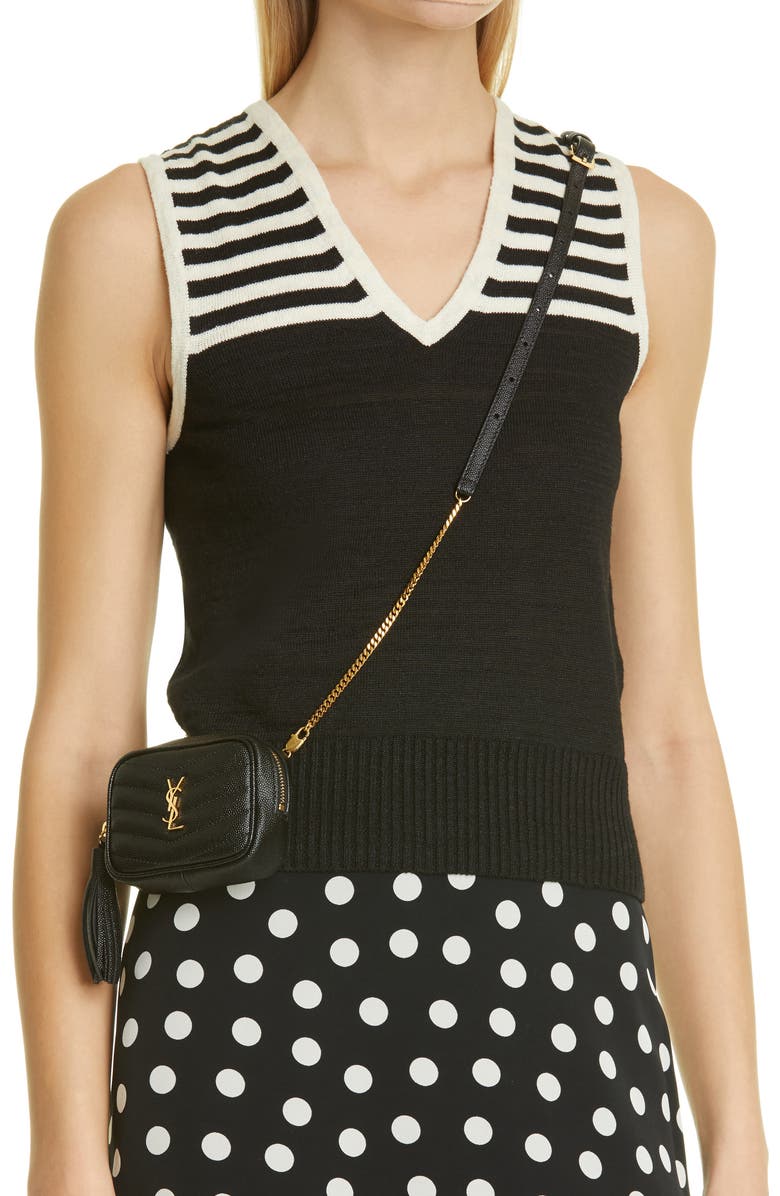 Saint Laurent Matelassé Leather Belt Bag, Alternate, color,