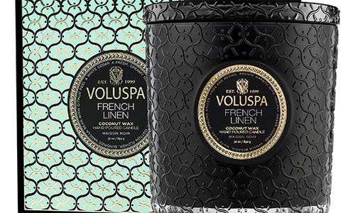 Voluspa French Linen Boxed Luxe Candle In Black