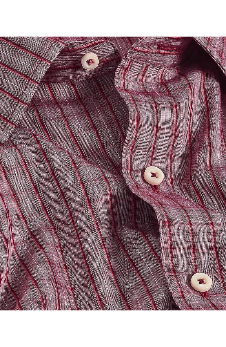 David Donahue Twill Check Sport Shirt, Alternate, color, Burgundy