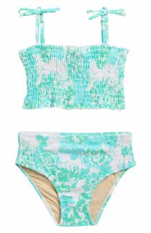 Shade Critters Kids' Charming Rose Smocked Two-Piece UPF 50+ Swimsuit