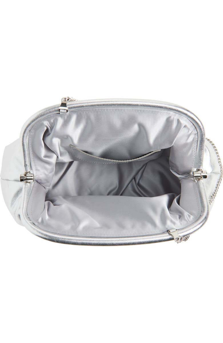 Stella McCartney Falabella Padded Metallic Soft Clutch with Chain, Alternate, color, Silver