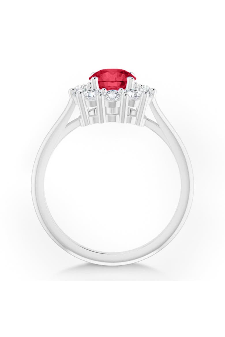 Round Lab Ruby & Diamond Halo Ring 14K, Alternate, color, 1.70ct/White Gold