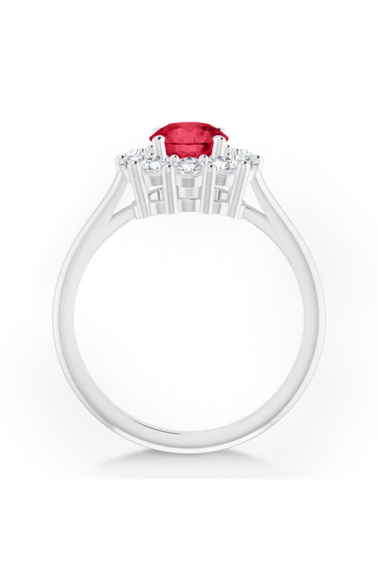 ALLUREZ Round Lab Ruby & Diamond Halo Ring 14K, Alternate, color, 1.70Ct/White Gold