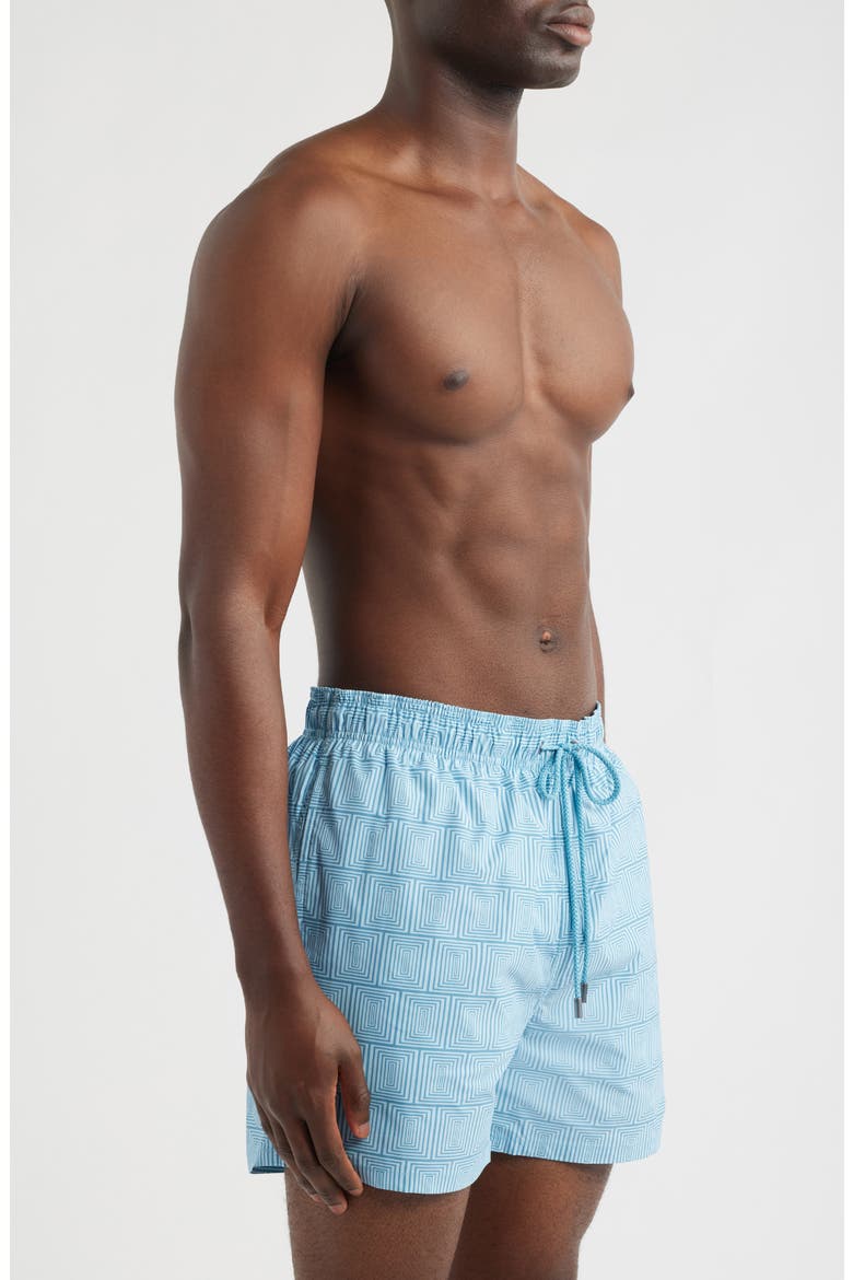 Cruz Print Swim Trunks, Alternate, color, TEAL