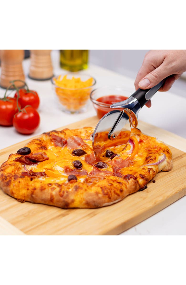 Old Stone Glazed Pizza Stone, Pizza Peel, and Pizza Cutter Set, Alternate, color, Bamboo/Cordierite