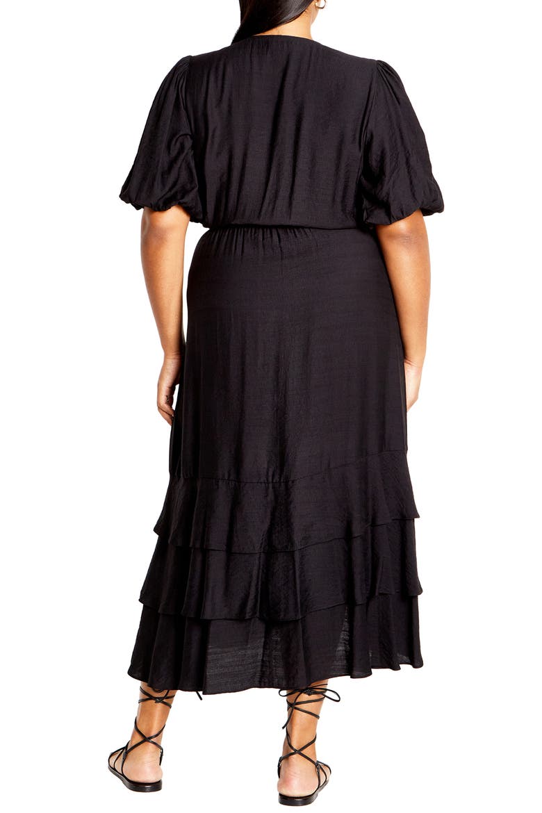 Bea Wrap Front Tiered Dress, Alternate, color, BLACK