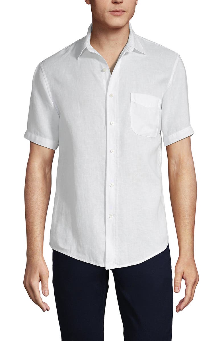 Lands' End Traditional Fit Short Sleeve Linen Shirt, Main, color, 