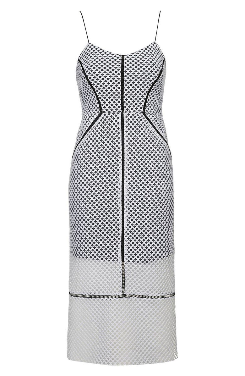 Topshop Airtex Column Midi Dress, Alternate, color, White Multi