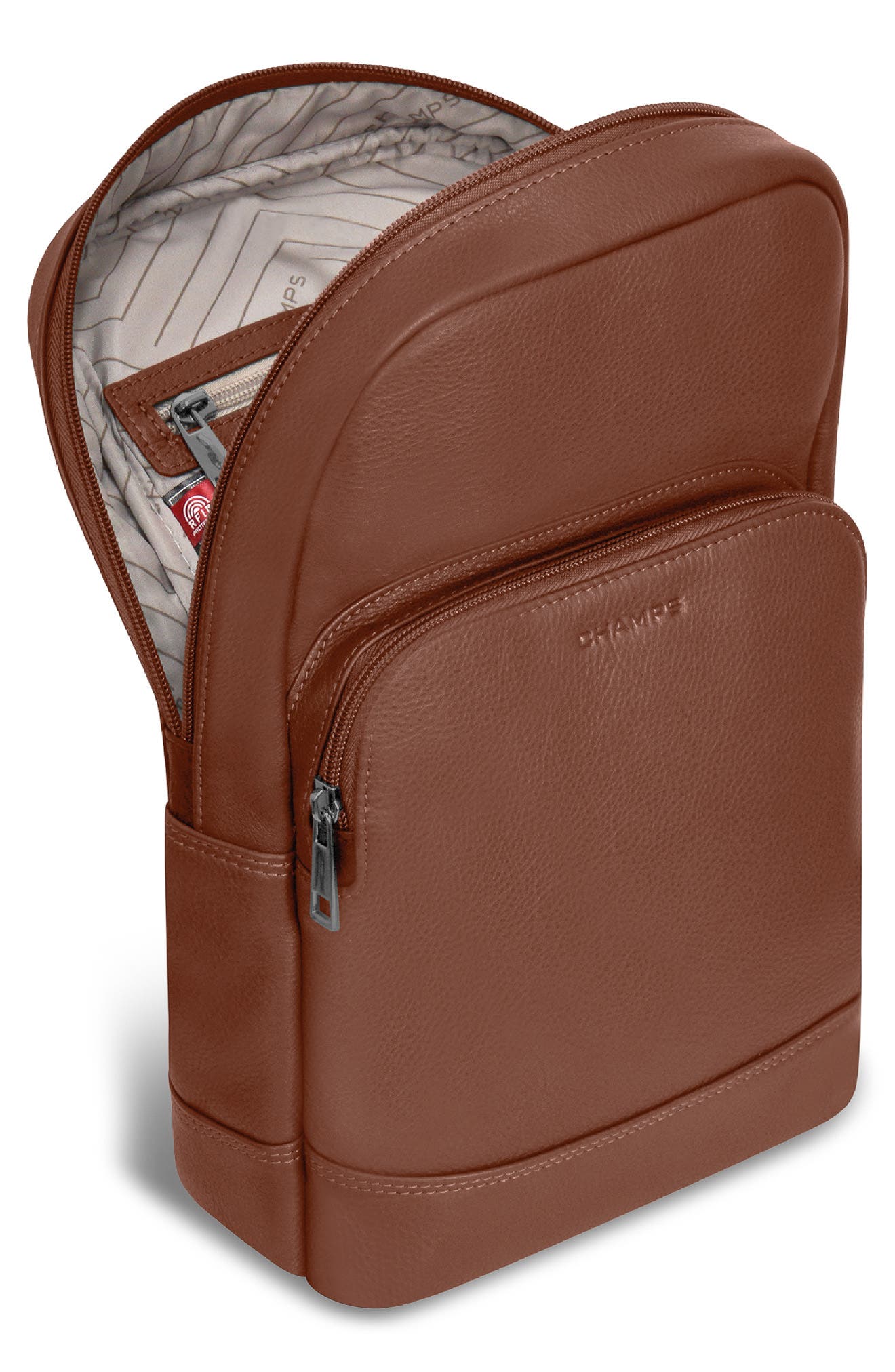 CHAMPS Onyx Leather Sling Bag, Alternate, color, Brown