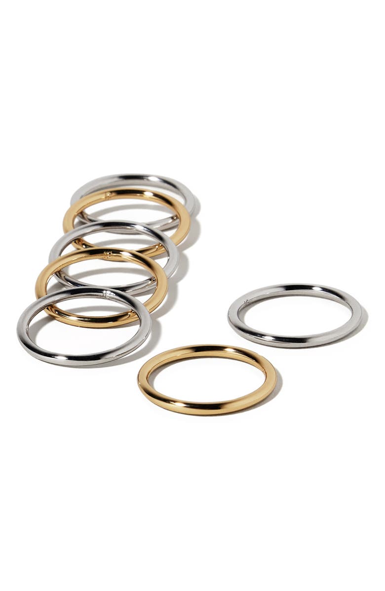 Jennifer Fisher Set of 7 Stackable Rings, Alternate, color, Two Tone