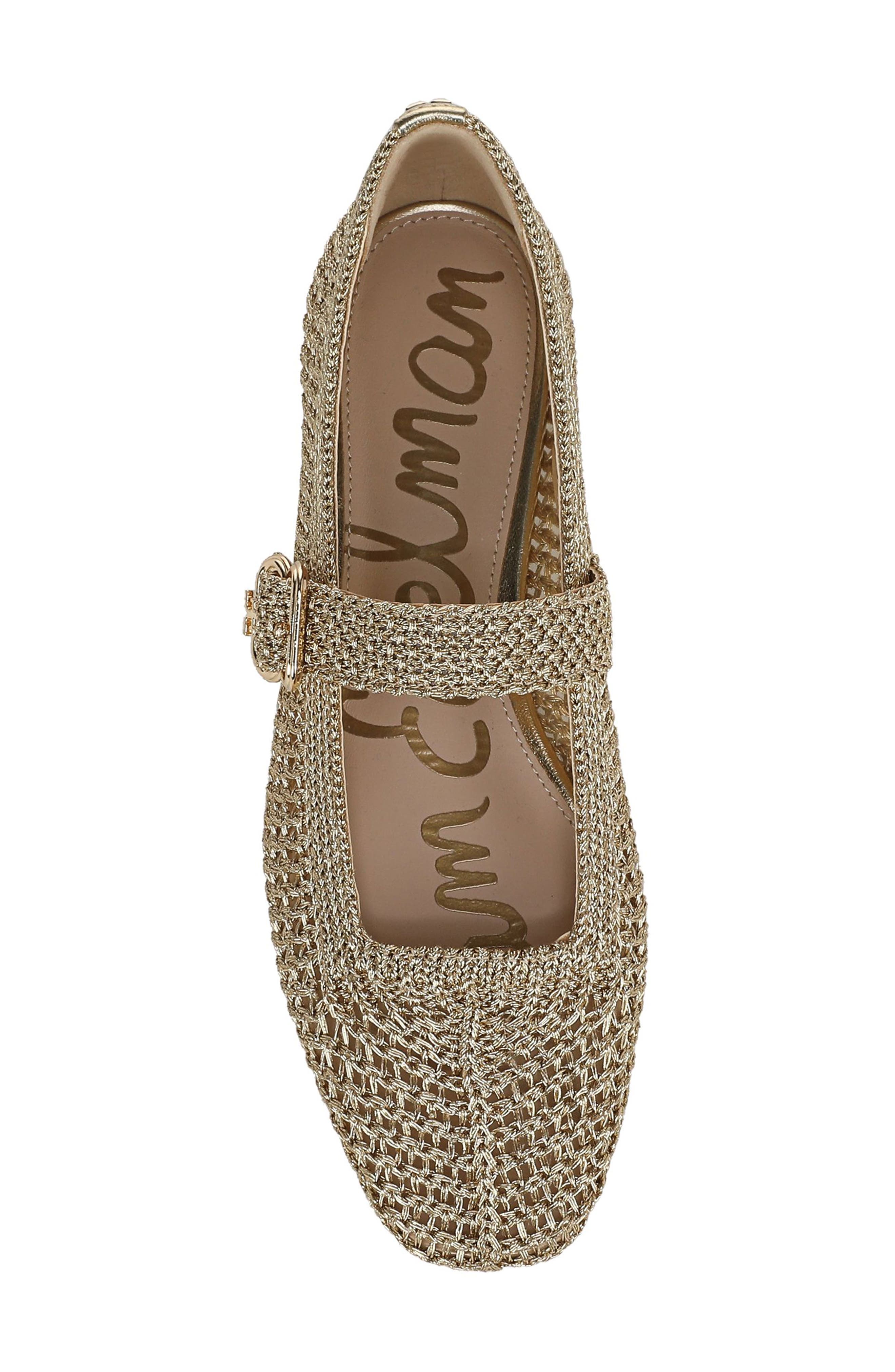 Michaela Knit Mary Jane Flat, Alternate, color, AMBER GOLD
