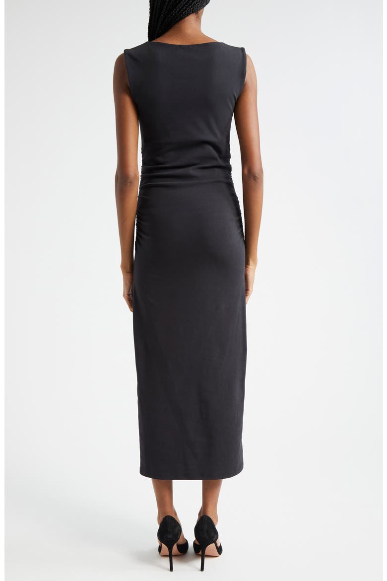 Charissa Sleeveless Stretch Cotton Midi Dress, Alternate, color, BLACK