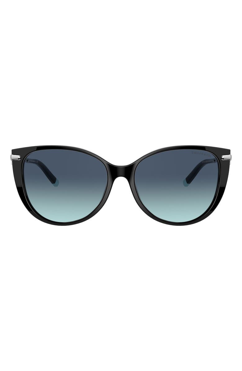 Tiffany & Co. 57mm Gradient Cat Eye Sunglasses, Main, color, Black/ Azure Gradient Blue