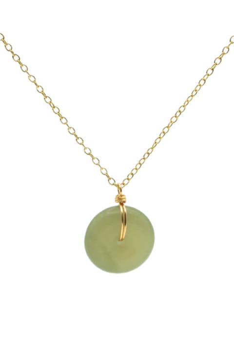 Coin Green jade hollow necklace