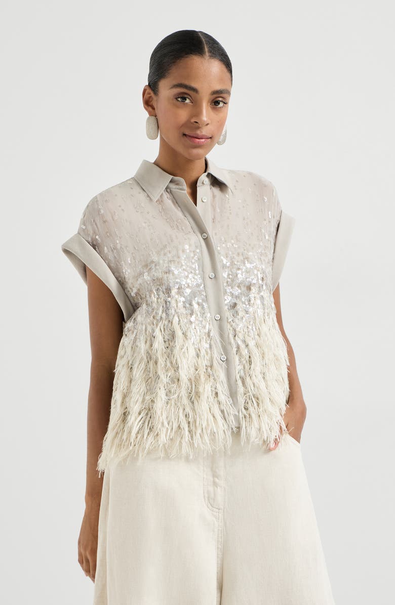 Brunello Cucinelli Dazzling dégradé shirt, Alternate, color, Silver