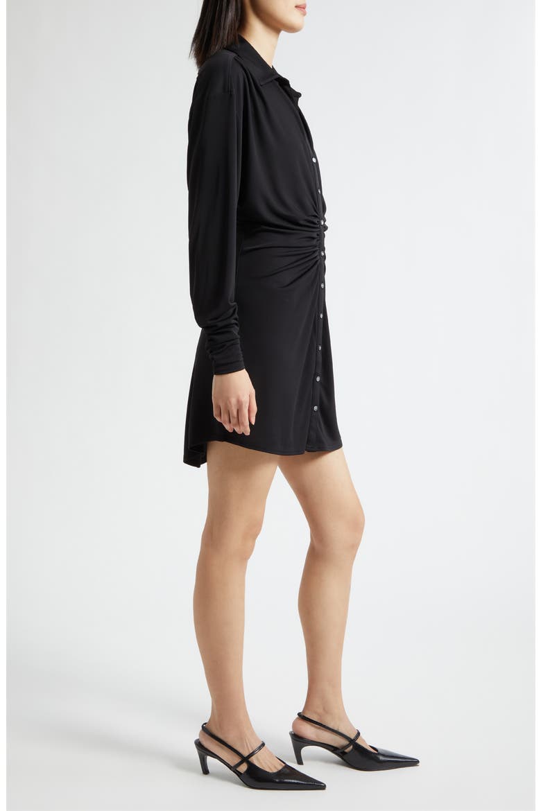 Arden Ruched Long Sleeve Shirtdress, Alternate, color, BLACK