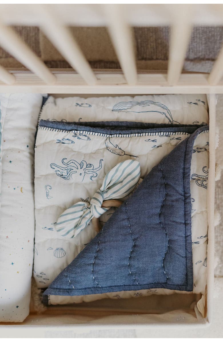 Pehr Chambray Blanket, Alternate, color, Ivory/ Navy