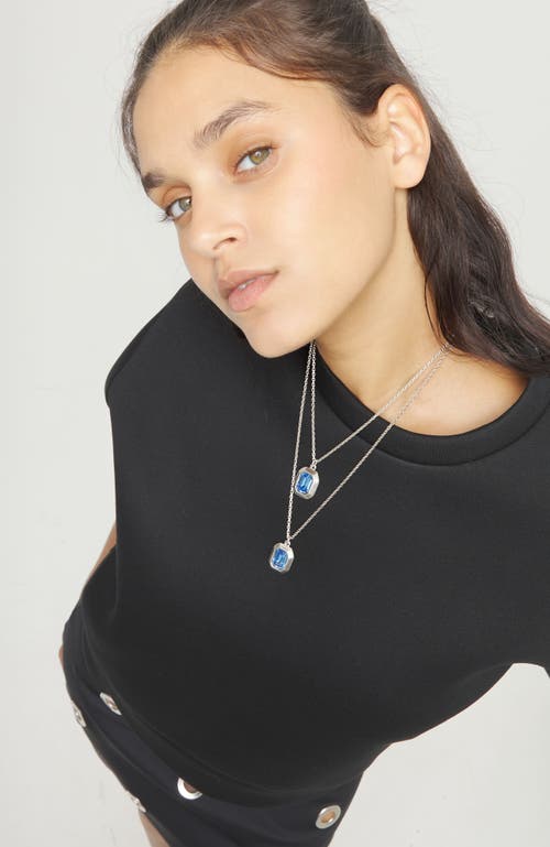 Unode50 Double-layer Silver-tone Necklace With Blue Crystals In Silver
