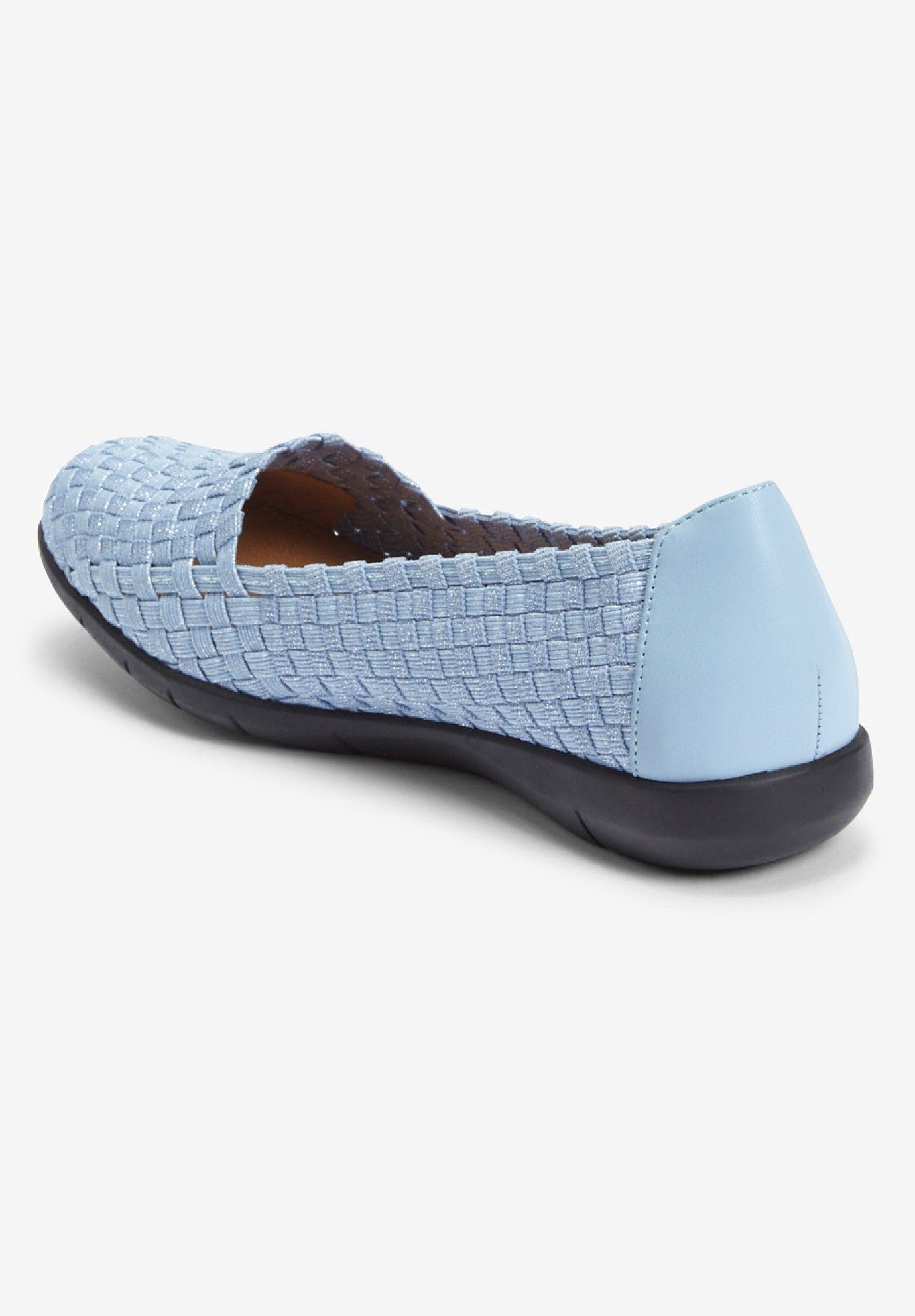 The Bethany Stretch Woven Slip On Flat, Alternate, color, DENIM METALLIC