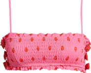 Damson Madder Polka Dot Smocked Bow Bandeau Bikini Top