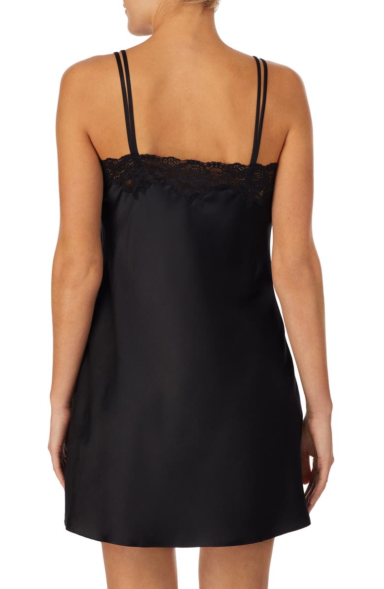 Lauren Ralph Lauren Double Strap Lace Chemise, Alternate, color, Black