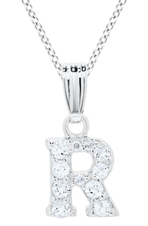White Topaz Pavé Initial Pendant Necklace (Baby)