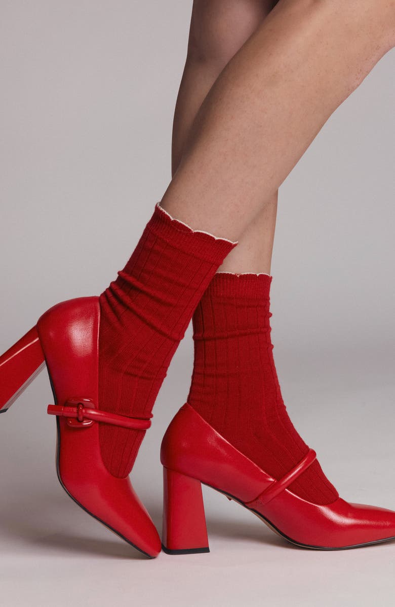 K Bell Socks Assorted 2-Pack Scalloped Rib Crew Socks, Alternate, color, Red