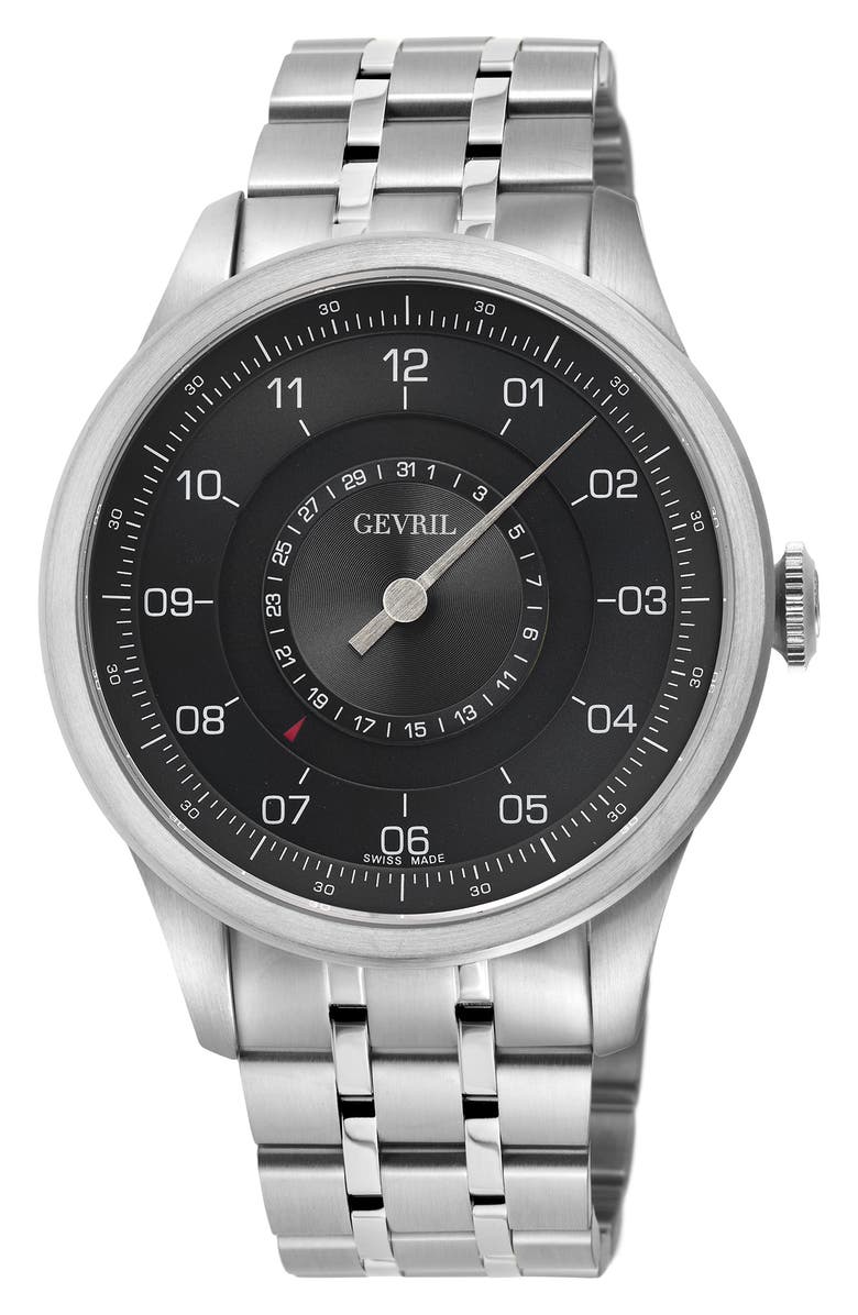 GEVRIL Jones St. Swiss Automatic Bracelet Watch, 45mm, Main, color,