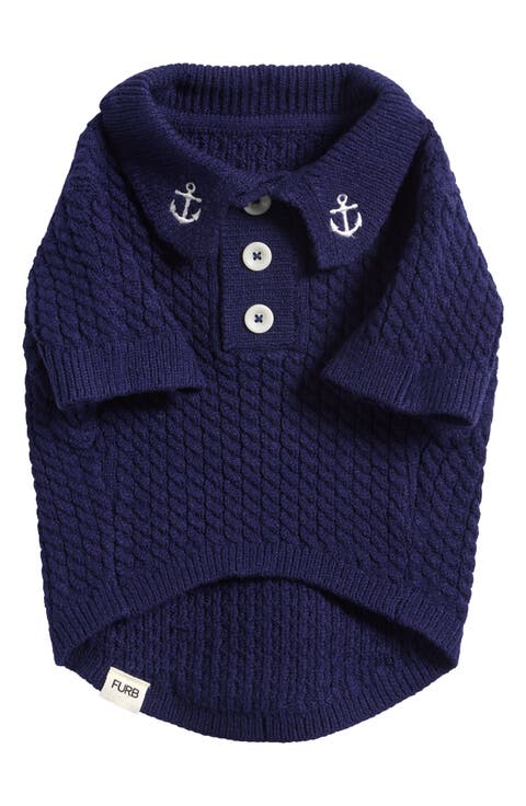 Anchor Embroidered Collar Pet Sweater
