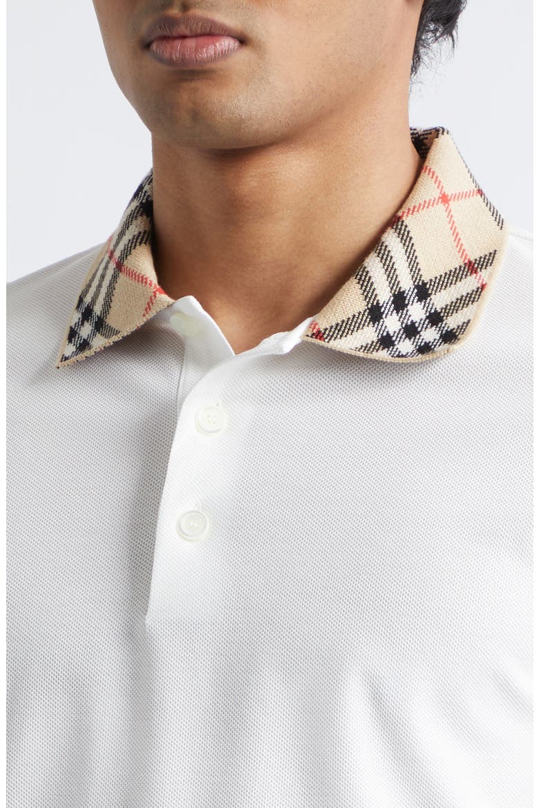 Evan Check Collar Cotton Piqué Polo, Alternate, color, WHITE