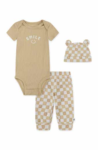 Organic Cotton Bodysuit, Joggers & Hat Set