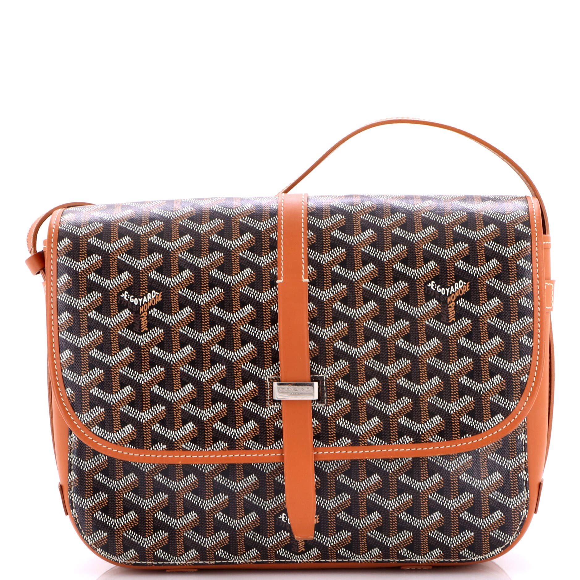 Pre-Owned Goyard Belvedere II Messenger Bag Coated Canvas MM, Main, color, Brown
