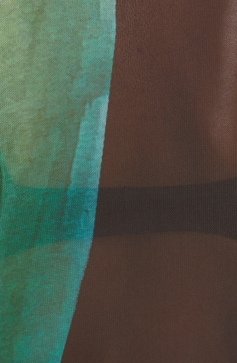 Louisa Ballou Combo Print Long Sleeve Mesh Cover-Up Top, Alternate, color,