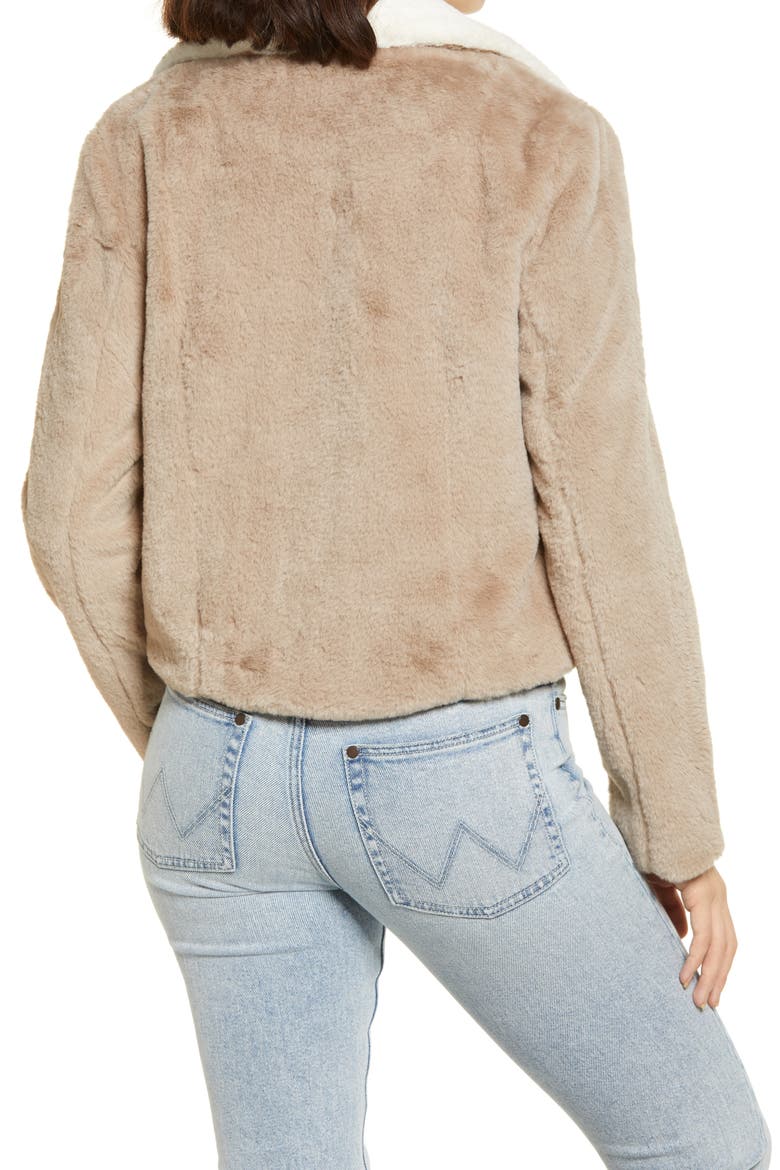 Feel the Love Faux Fur Jacket, Alternate, color, TAUPE / WHITE