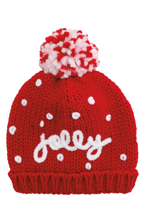 Mud Pie Jolly Holiday Embroidered Hat In Red