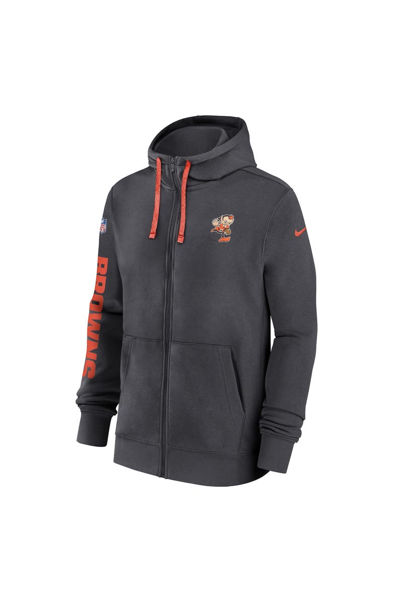 Nike Men's Nike Anthracite Cleveland Browns 2024 Sideline Club Full-Zip Hoodie, Alternate, color, Anthracite