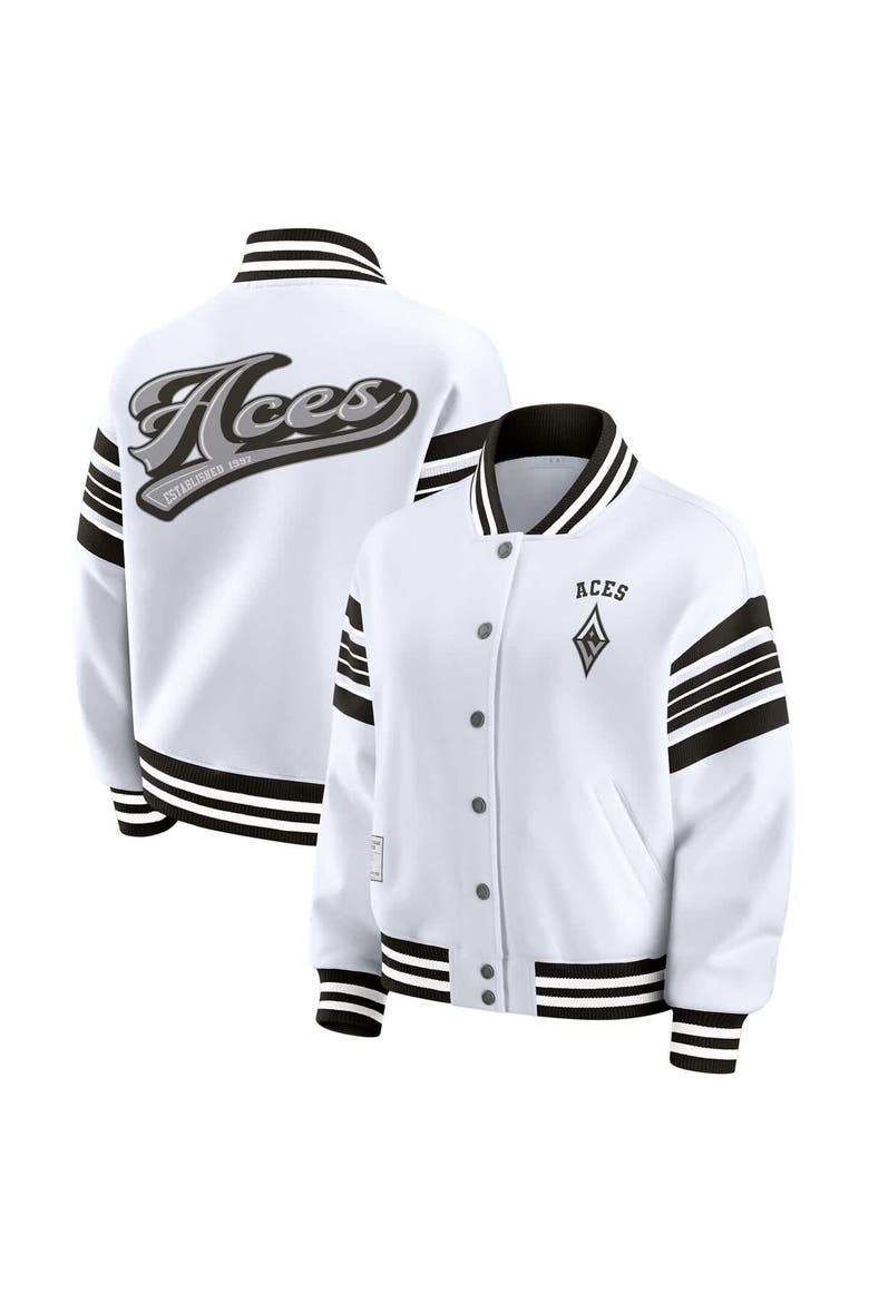 Women's WEAR by Erin Andrews White/Black WNBA Full-Snap Fleece Sweatshirt Jacket, Main, color, White