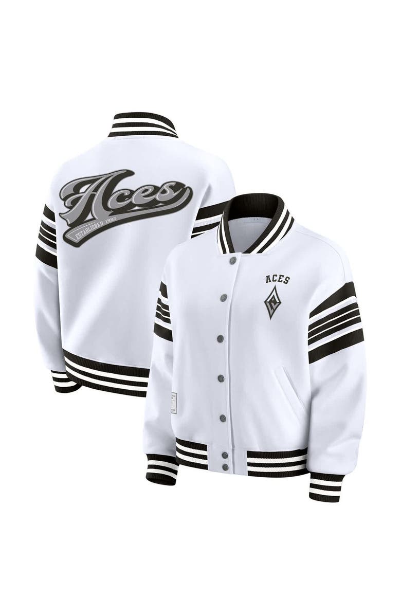 WEAR by Erin Andrews Women's WEAR by Erin Andrews White/Black WNBA Full-Snap Fleece Sweatshirt Jacket, Main, color, White