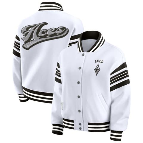 Women's WEAR by Erin Andrews White/Black WNBA Full-Snap Fleece Sweatshirt Jacket