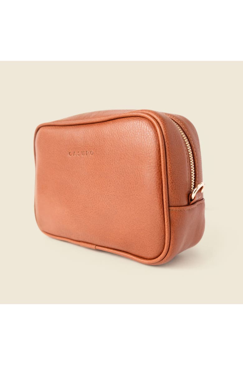 Large Leather Cosmetic Bag, Alternate, color, Tan