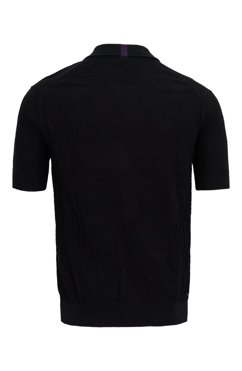 Lords of Harlech Mens Jacquard Linen Cotton Polo, Alternate, color, Black