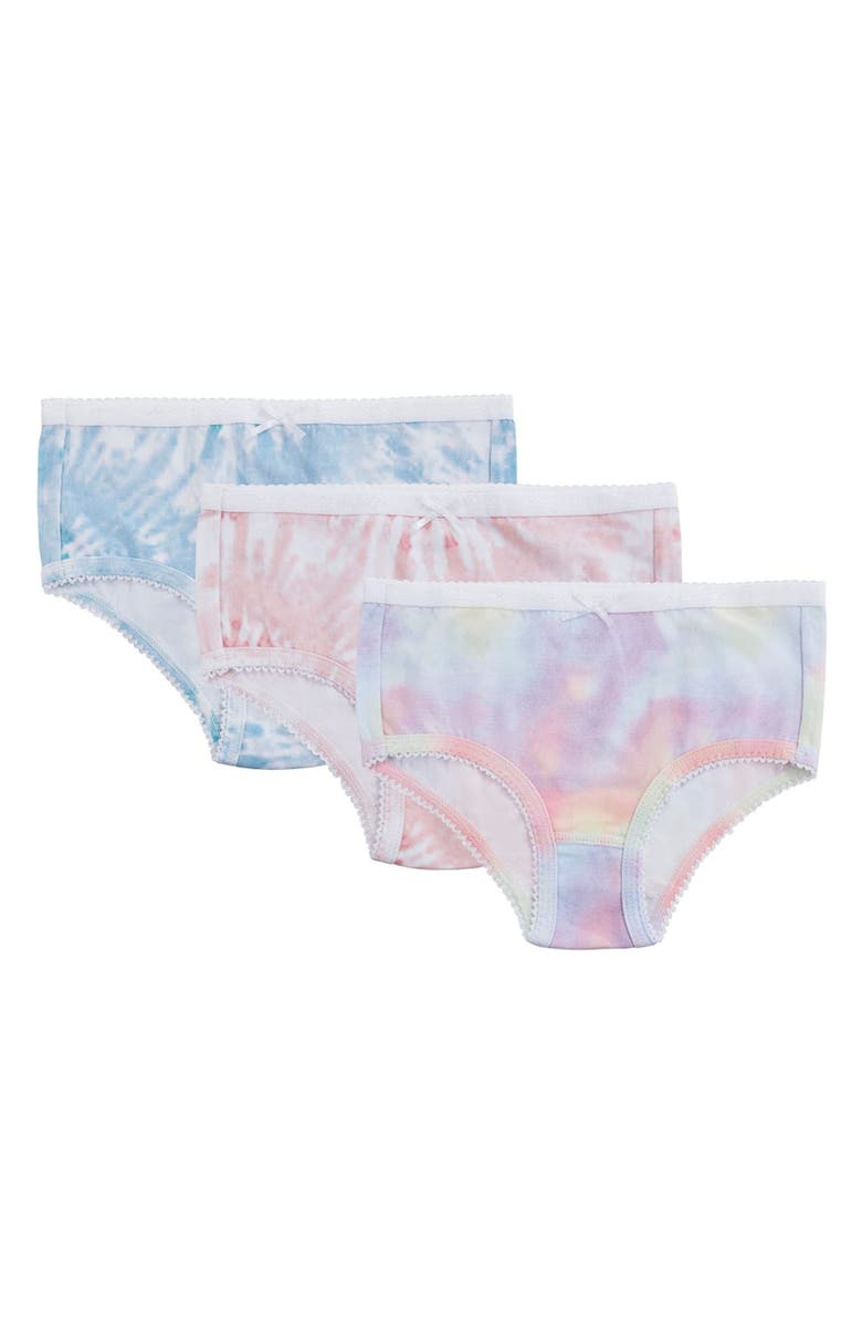MeMoi Printed Cotton Briefs 3 Pack, Main, color, Blue Blush Multi Tiedye