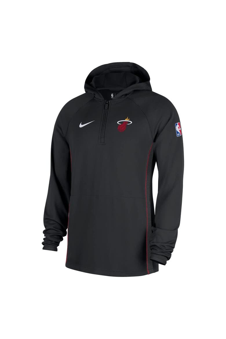 Men's Nike  Black Miami Heat Authentic On Court Zone Quarter-Zip Dri-FIT Hoodie Jacket, Alternate, color, Black