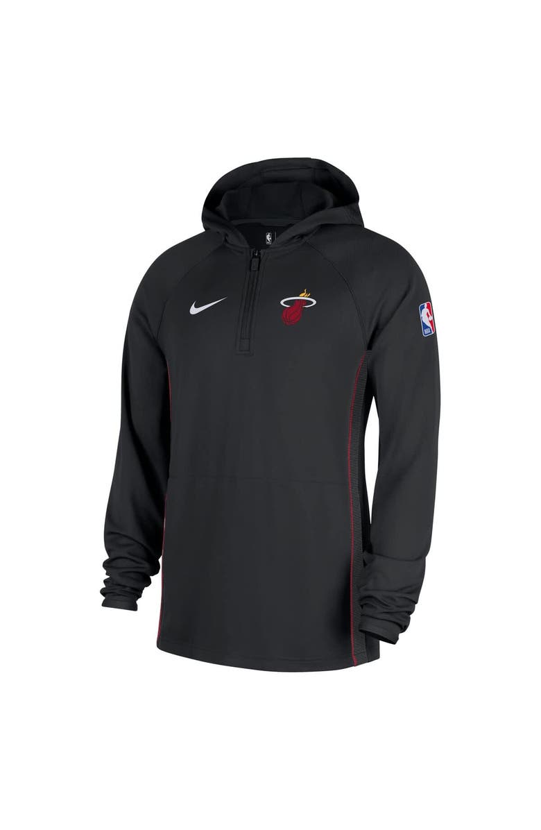 Nike Men's Nike  Black Miami Heat Authentic On Court Zone Quarter-Zip Dri-FIT Hoodie Jacket, Alternate, color, Black
