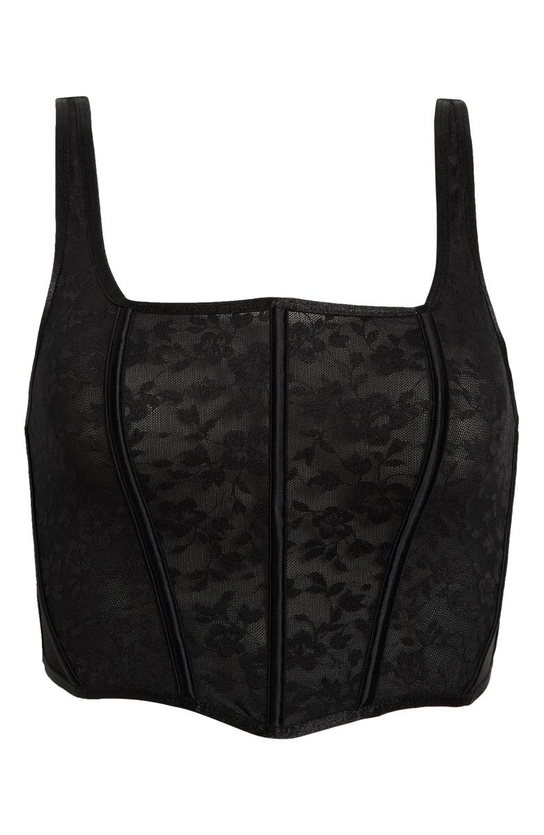 Curvy Couture No Show Lace Underwire Longline Bra, Alternate, color, Black