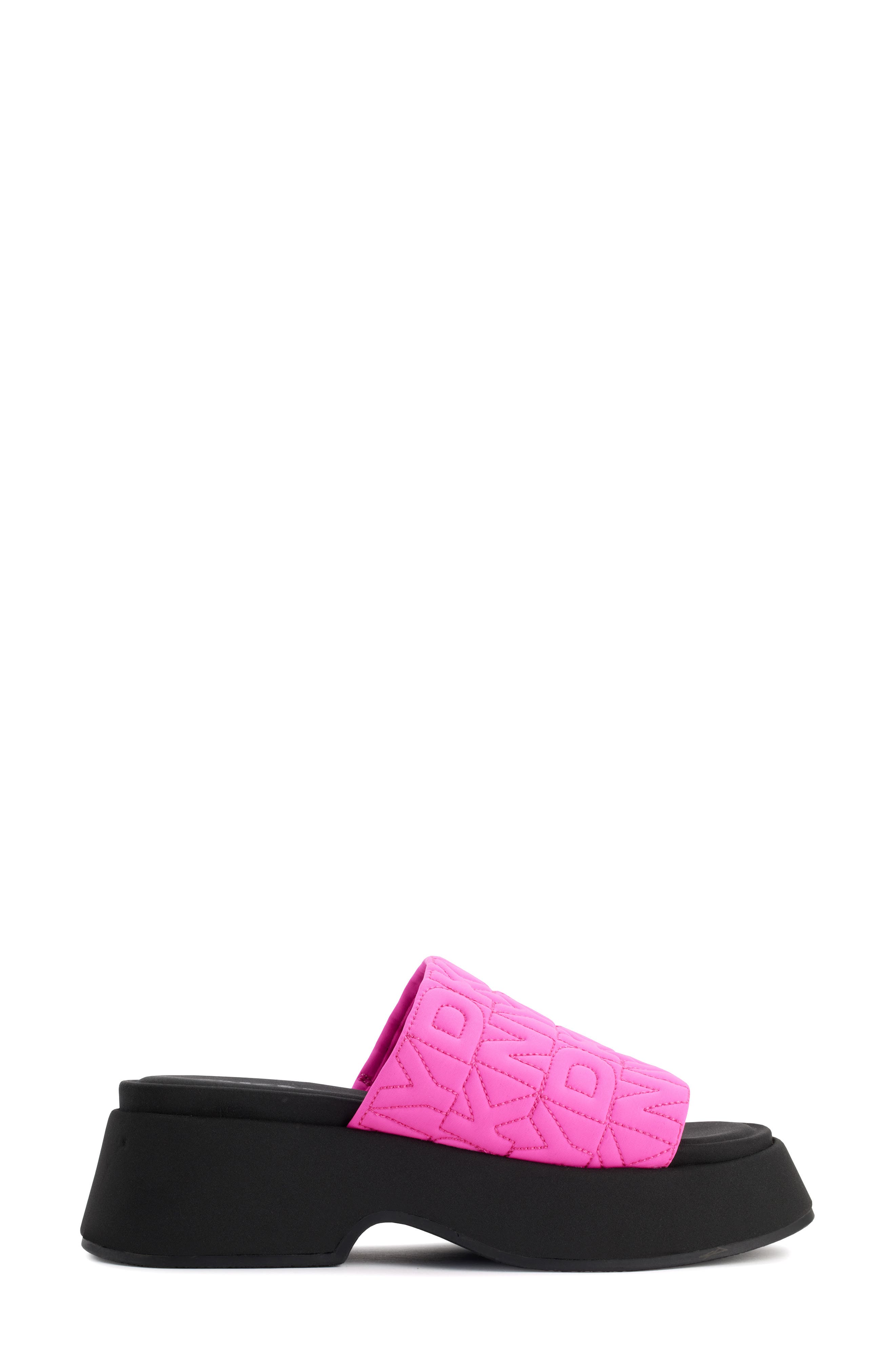 DKNY Logo Quilt Platform Sandal, Alternate, color, Shckng Pnk