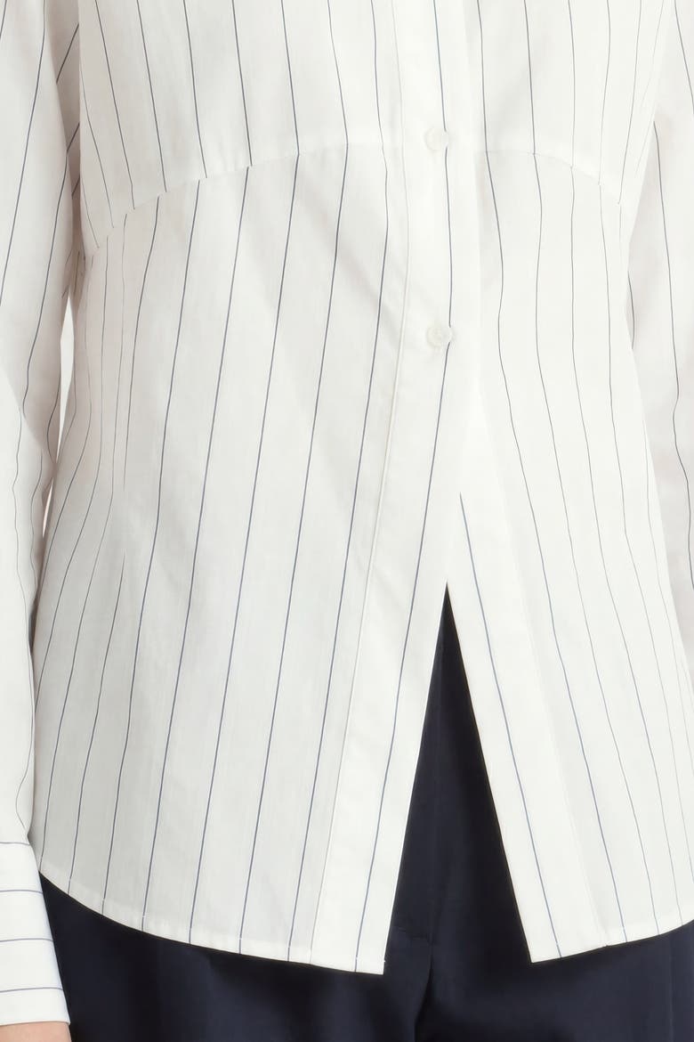 Tarinah Front-Split Striped Shirt, Alternate, color, White / Navy