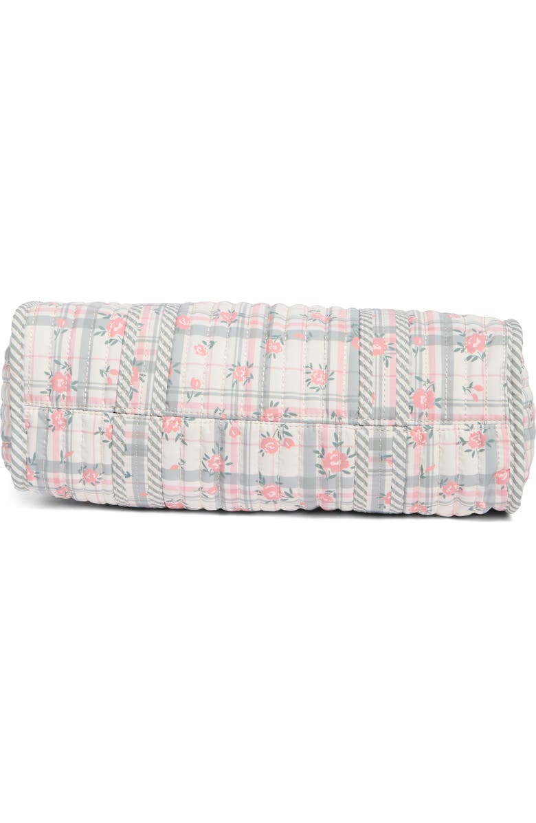 Nanette Lepore Floral Quilted Tote with Bear Charm & Crossbody Bag, Alternate, color, Dusky Pine Plaid Block Floral