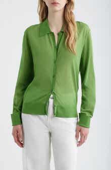 The Collared Cotton Blend Cardigan