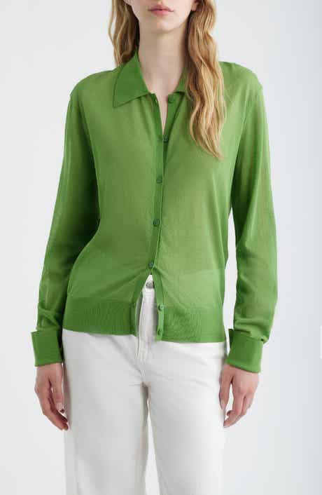 The Collared Cotton Blend Cardigan